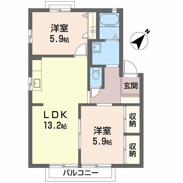 ベルヴェシティー青山 D棟(2LDK/2階)の間取り写真