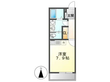 ラポール(ワンルーム/1階)の間取り写真