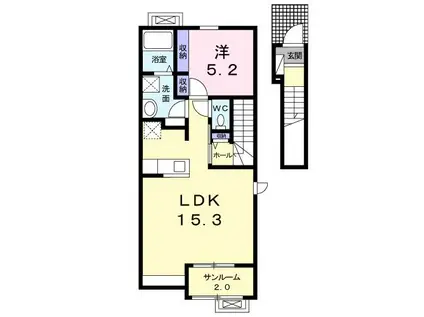 ラッフィナート(1LDK/2階)の間取り写真