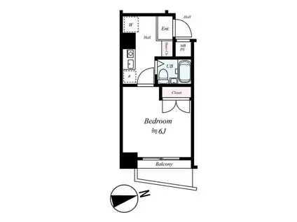 カテリーナ馬込(1K/2階)の間取り写真