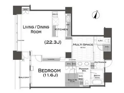 パークアクシス青山一丁目タワー(1SLDK/36階)の間取り写真