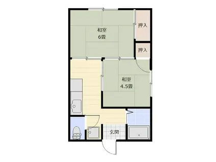 幸荘(2K/2階)の間取り写真