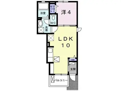 ソレアードIIA(1LDK/1階)の間取り写真