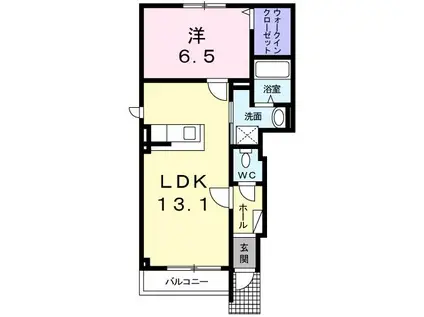ハピネス木場(1LDK/1階)の間取り写真