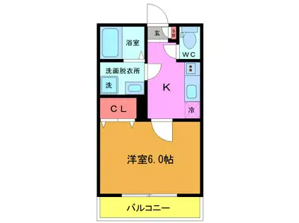 ベリエ稲毛海岸弐番館(1K/1階)の間取り写真