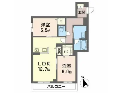 HAKUA(2LDK/2階)の間取り写真