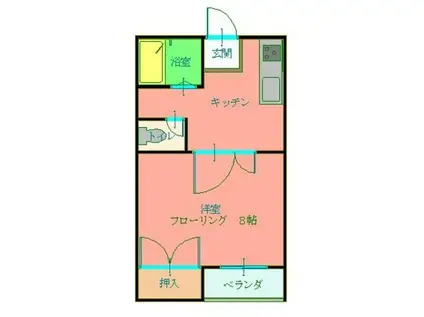 あいの風とやま鉄道 小杉駅(あいの風) 徒歩38分 2階建 築30年(1DK/2階)の間取り写真