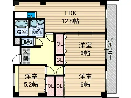 ヴィルヌーブ(3LDK/6階)の間取り写真