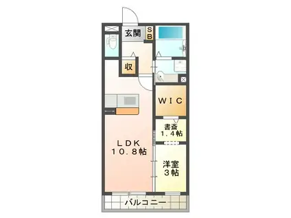 JOIE BONHEUR DEUX(1SLDK/3階)の間取り写真