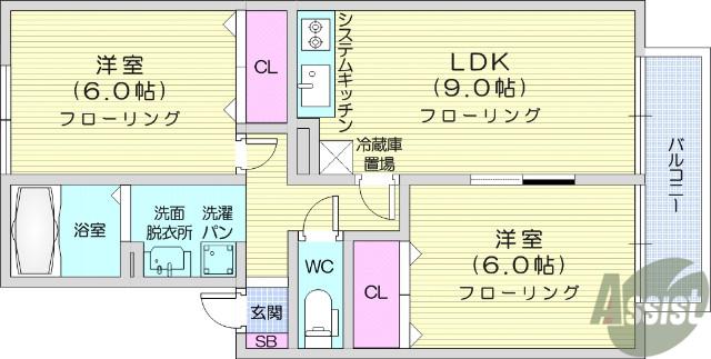 グレースコート弐番館(2LDK/1階)の間取り写真