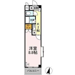 タイムD2(1K/4階)の間取り写真