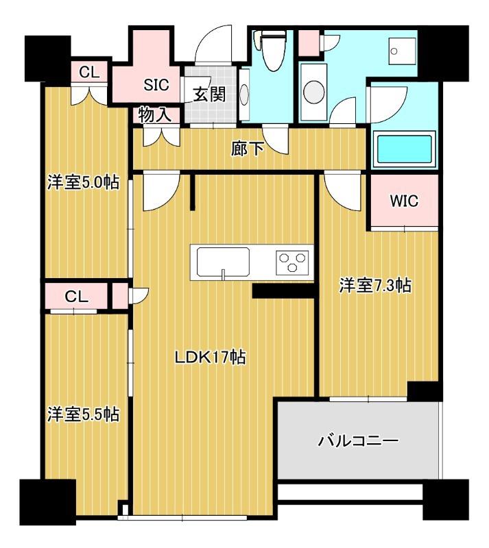 白金ザ・スカイ E棟(3LDK/41階)の間取り写真