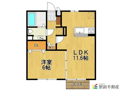 ジュネス・鳥栖(1LDK/19階)の間取り写真