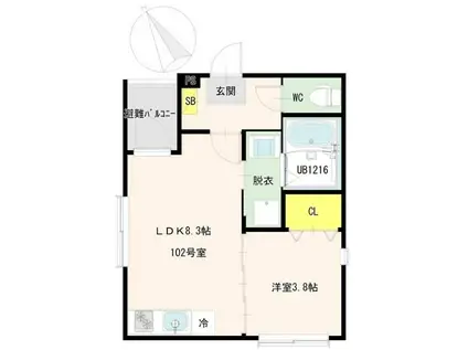 PRIME智明(1LDK/1階)の間取り写真