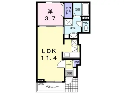 モンブラン(1LDK/1階)の間取り写真