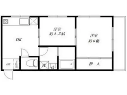 メゾン富士見(2DK/2階)の間取り写真