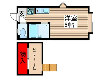 パンシオンユーカリが丘2(ワンルーム/1階)の間取り写真