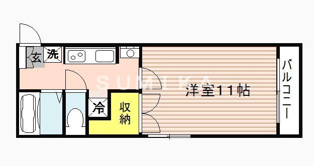ベンハウス大元(1K/4階)の間取り写真