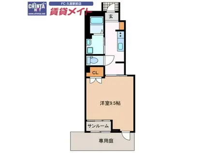 レインボーヒルズ ネクスト(1K/1階)の間取り写真