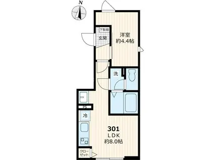 サンメリア蓮根(1LDK/3階)の間取り写真
