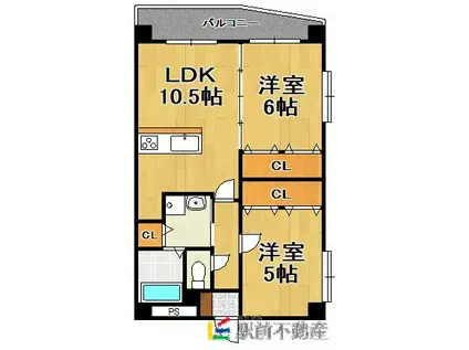 E.POPULARII(2LDK/5階)の間取り写真