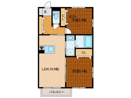 セントラルハウス(2LDK/2階)の間取り写真