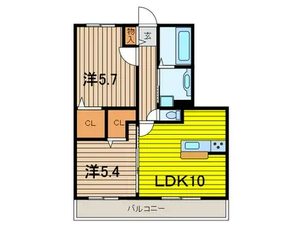 プレジオII(2LDK/3階)の間取り写真