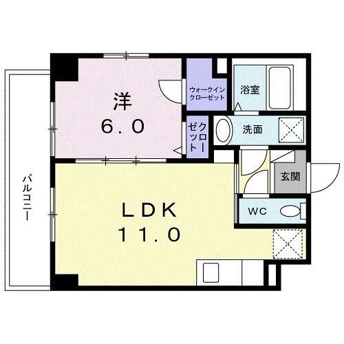 ラ メッゾ(1LDK/3階)の間取り写真
