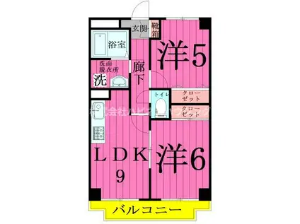 INSURANCEBLDG.IIツー(2LDK/6階)の間取り写真