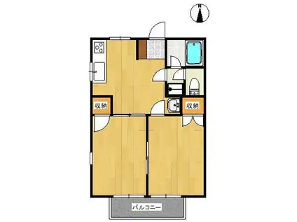 ユニメント船越B(2DK/1階)の間取り写真