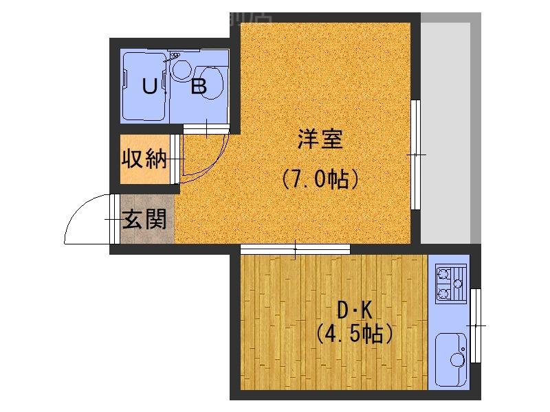 萱島サンヴィアンテ(1DK/1階)の間取り写真
