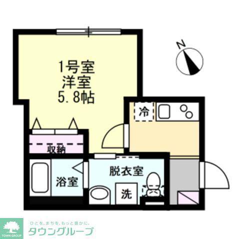 ベイルーム北久里浜(1K/1階)の間取り写真