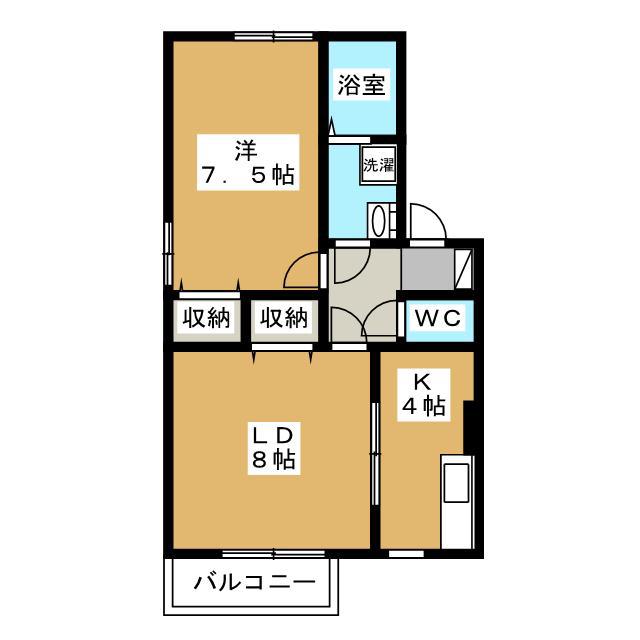 ジェルミナール A(1LDK/1階)の間取り写真