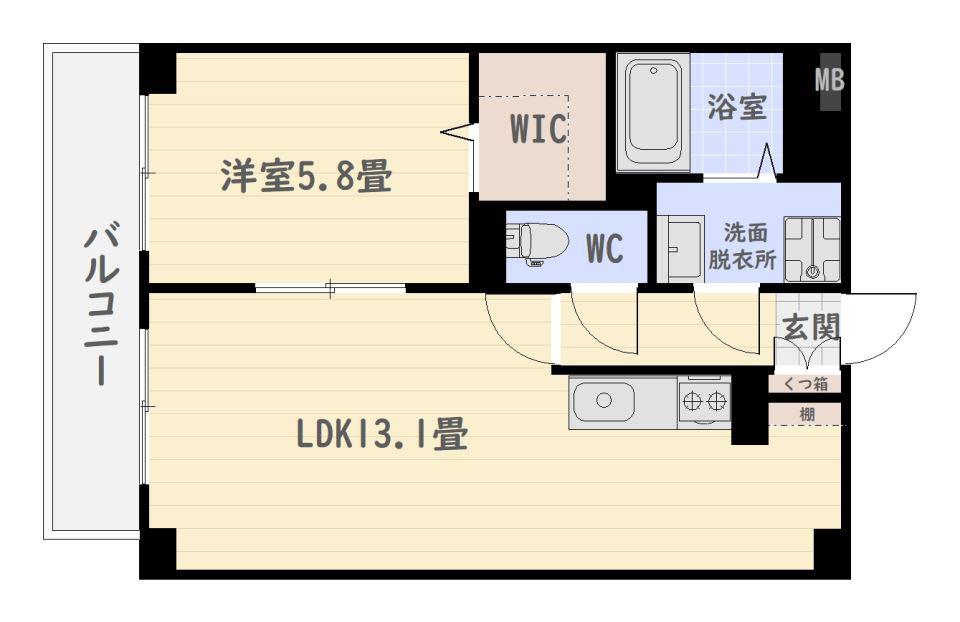 フォレスト5(1LDK/9階)の間取り写真