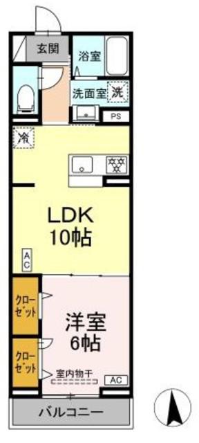 セレスティア高島平III(1LDK/2階)の間取り写真