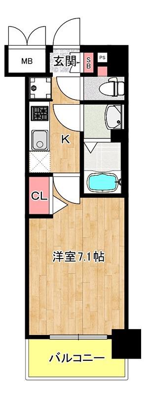 MELDIA CREST 大阪ベイSOL TERRACE(1K/6階)の間取り写真