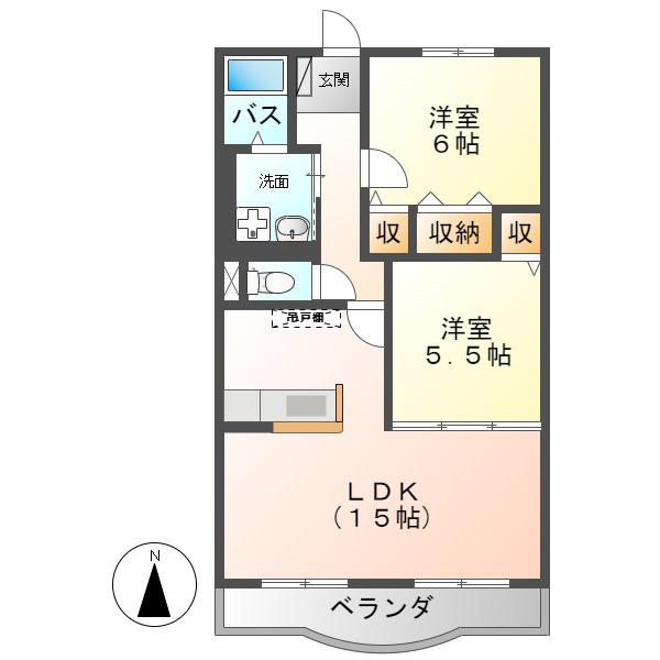 ハートフル柚子(2LDK/2階)の間取り写真