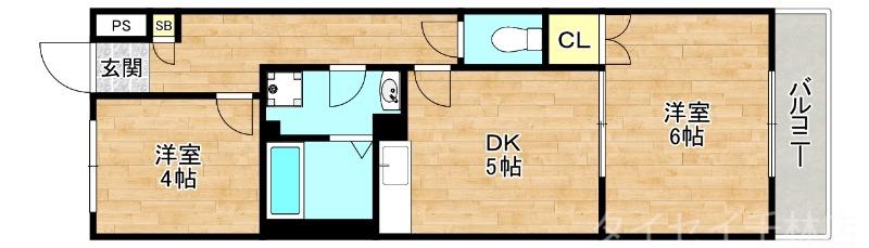 ヴィラージュI/(2DK/4階)の間取り写真