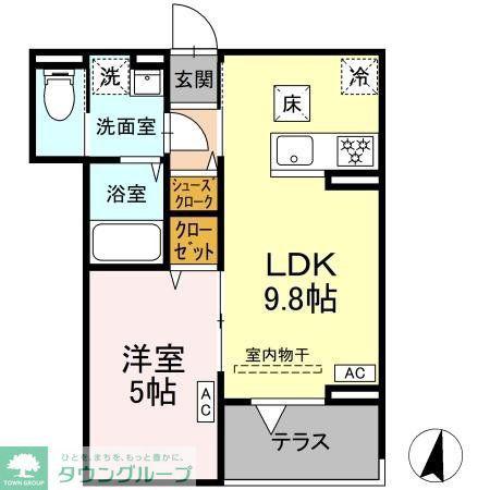 セレスティア大島(1LDK/1階)の間取り写真