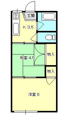 輿水ハイツ(2K/2階)の間取り写真