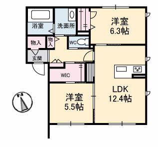 グランマスト ベレオ林町B棟(2LDK/3階)の間取り写真
