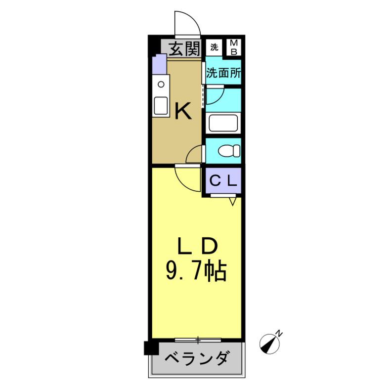 向山ヒルズ(1K/3階)の間取り写真