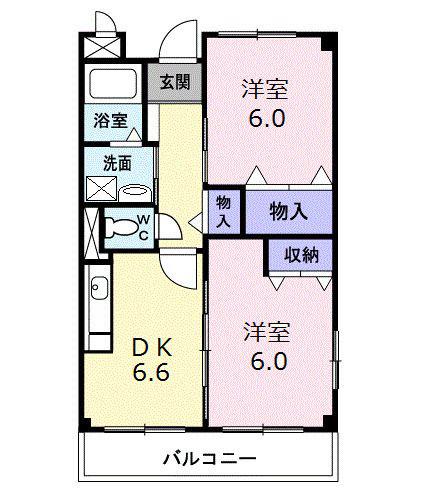 レモングラス(2DK/3階)の間取り写真