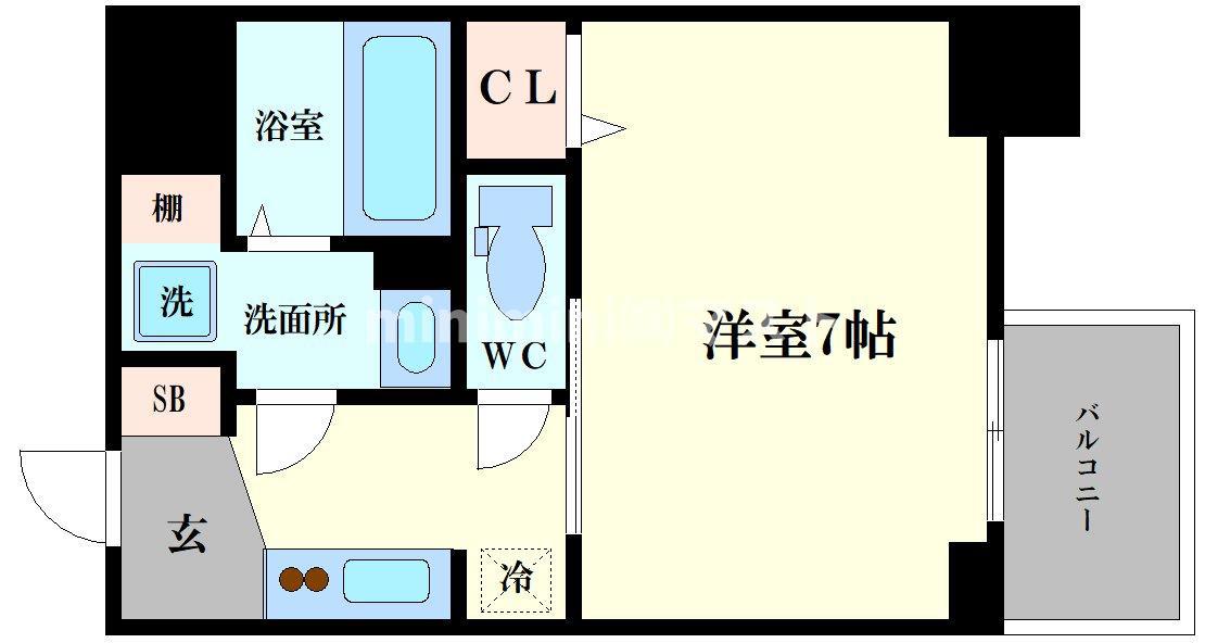 S-RESIDENCE難波大国町DEUX(1K/12階)の間取り写真