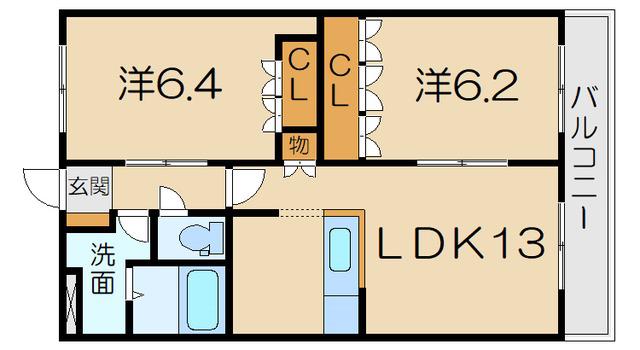 IZUMI(2LDK/1階)の間取り写真