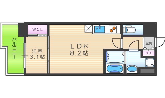 SERENITE福島SCELTO(1LDK/7階)の間取り写真