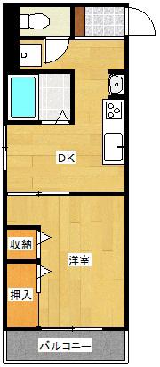 行平ビル(1DK/2階)の間取り写真