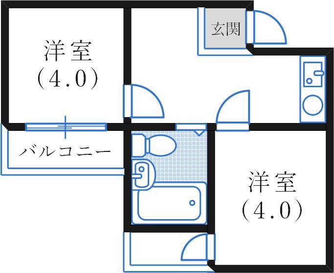 アメニティ東神戸(2K/1階)の間取り写真