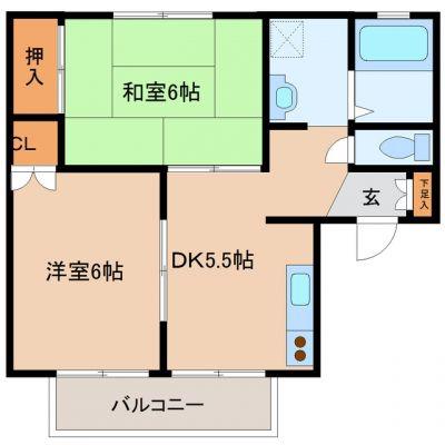 セジュールエスペランス(2DK/2階)の間取り写真