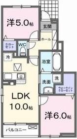 クラール(2LDK/1階)の間取り写真